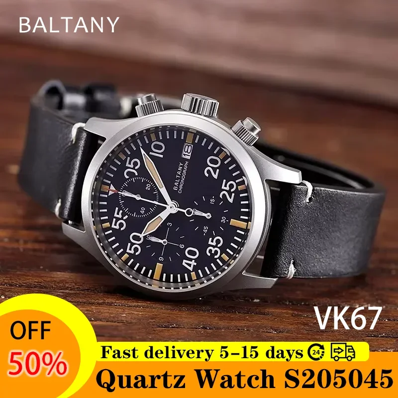 

Новинка 2022, кварцевые многофункциональные военные часы Baltany VK67, сапфировые часы из нержавеющей стали с хронографом и календарем для мужчин