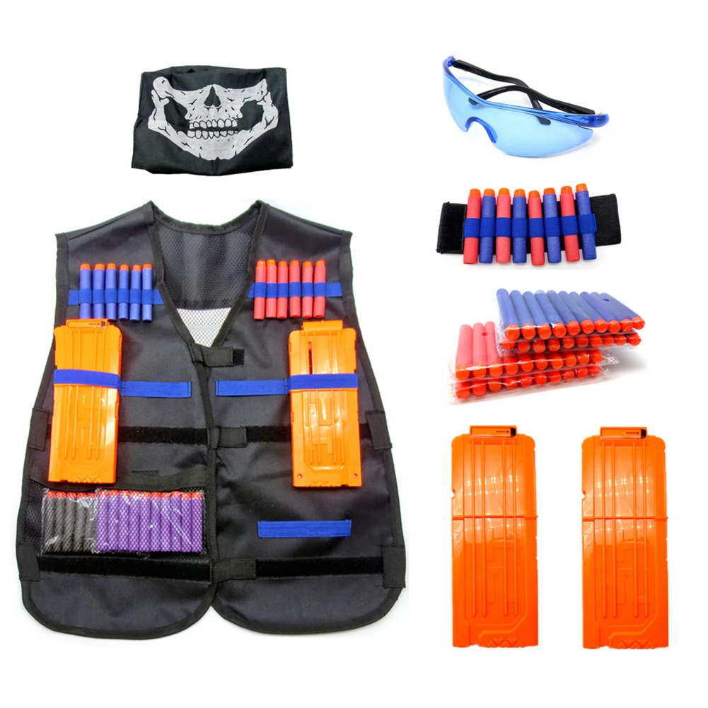 Kids Tactical Vest Kit for Nerf N-Strike Elite Series Bullets Magazines Goggles Bib Wrist Strap Kits Outdoor Game Toys