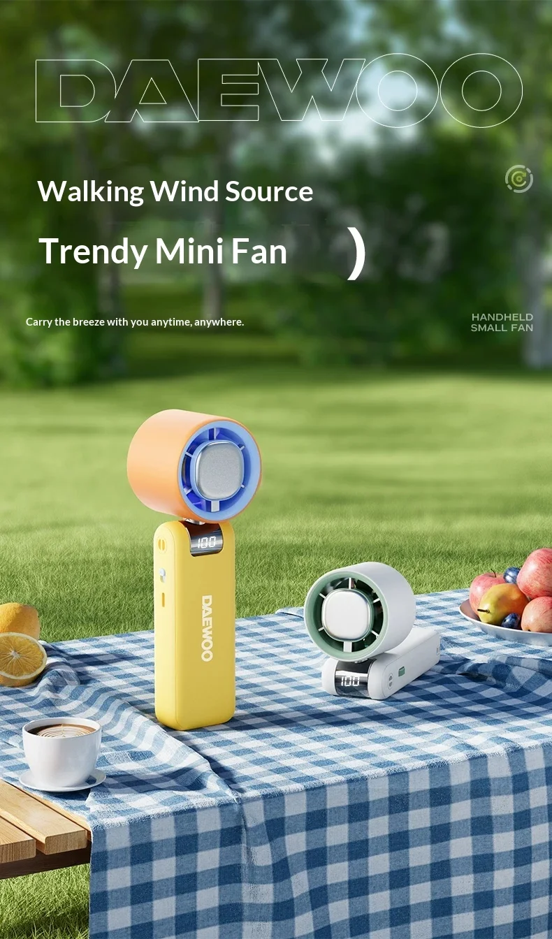 DAEWOO DY-XF36 Handheld Small Fan Semiconductor Refrigeration Handheld Fan Intelligent Digital Display External Screen For Gifts