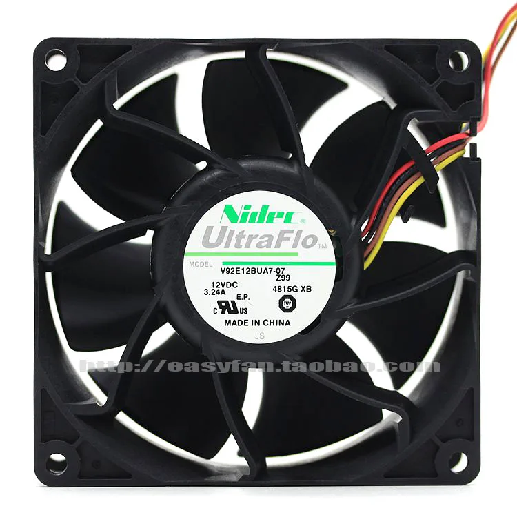 Nouveau ventilateur de refroidissement à volume d'air élevé NIDEC 9238 DC12V 3.24A V92E12BUA7-07