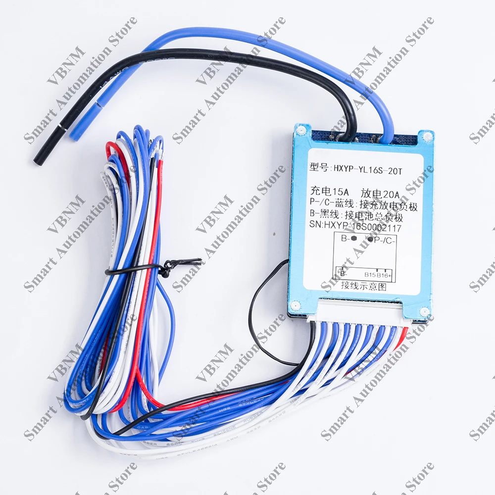Bms-nc温度保護付きリチウムイオンバッテリーパック,一般的なポート,DIY, 16s,60v,59.2v,51.2v,20a,3.2v,3.7v