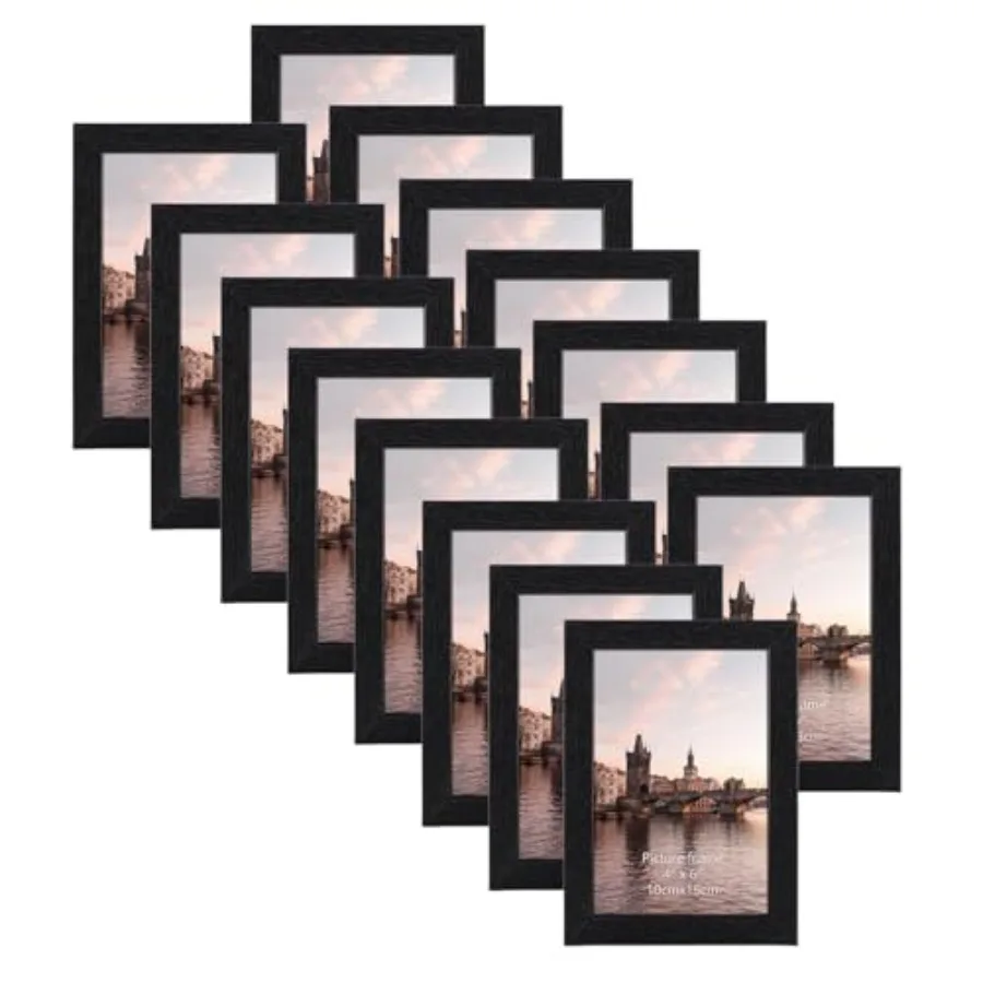 

Набор из 15 черных фоторамок 4x6 дюймов для фотографий 4x6, для настенного или настольного размещения