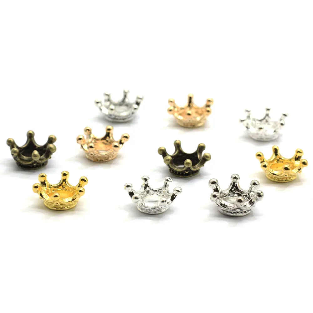 Alloy Crown Tiara Beads 3D Antique Bronze Metal Crown Charm for Fashion Bracelet Jewelry Craft DIY Decoration