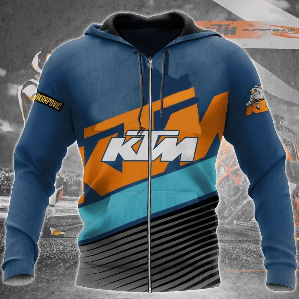 

KTM Мужская теплая мотоциклетная флисовая куртка на молнии с капюшоном и длинными рукавами, спортивная одежда на открытом воздухе, повседневная зимняя и осенняя одежда