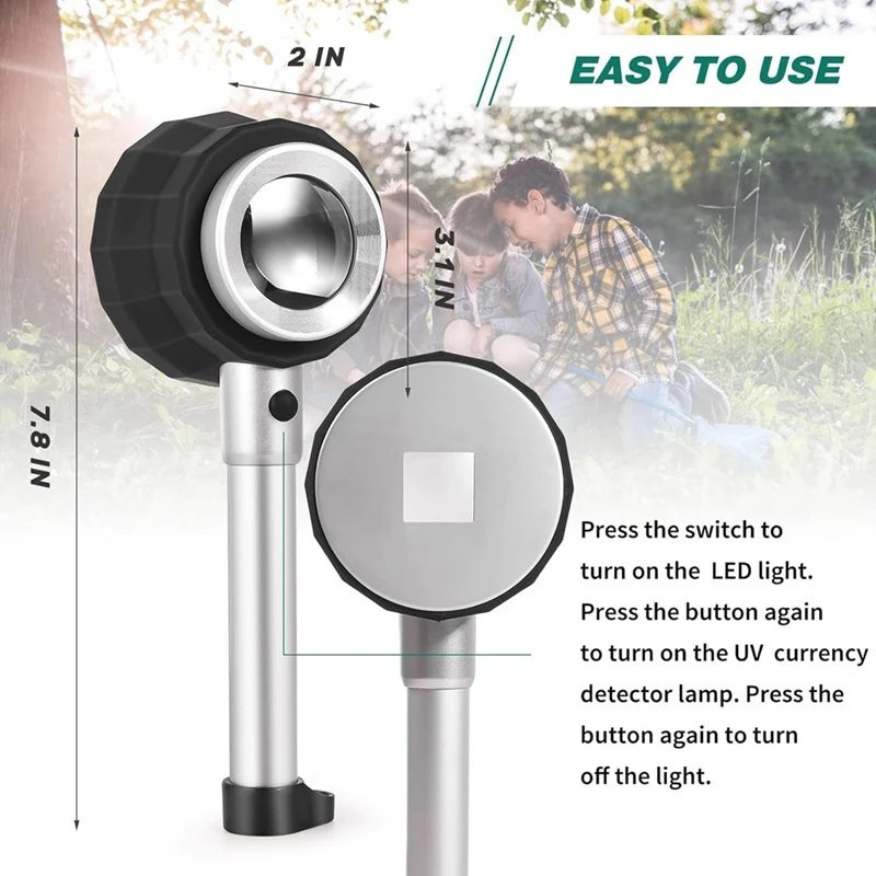 45X Magnifying Glass Magnifier LED Light Jewelry Magnifier Lens With Measuring Scale Optical For Close Work Coin Jewelry-AT81