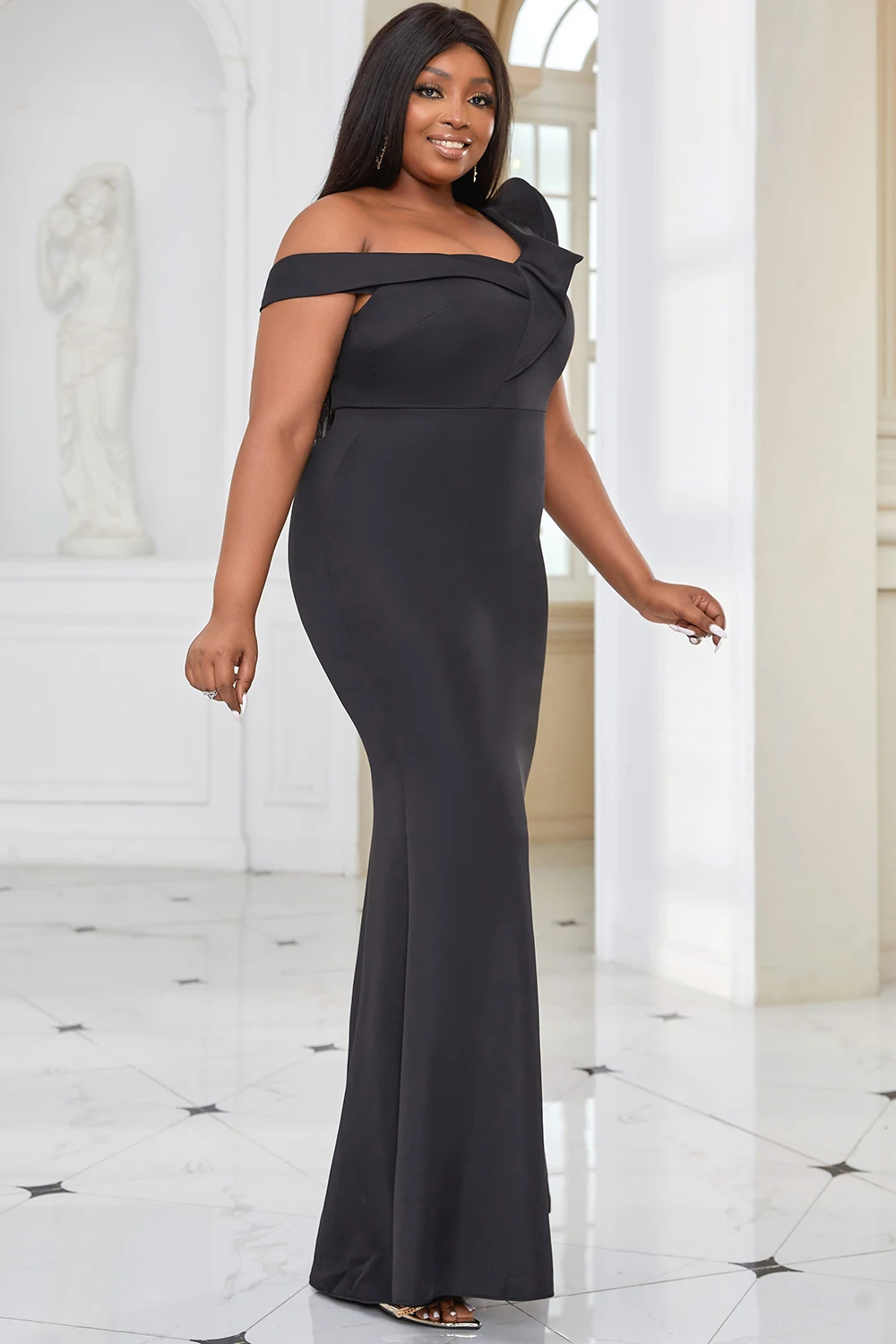 Plus Size Women's Summer Elegant Formal Dress Evening Party Black Sexy Slim Tube Top Retro Senior Long Dress