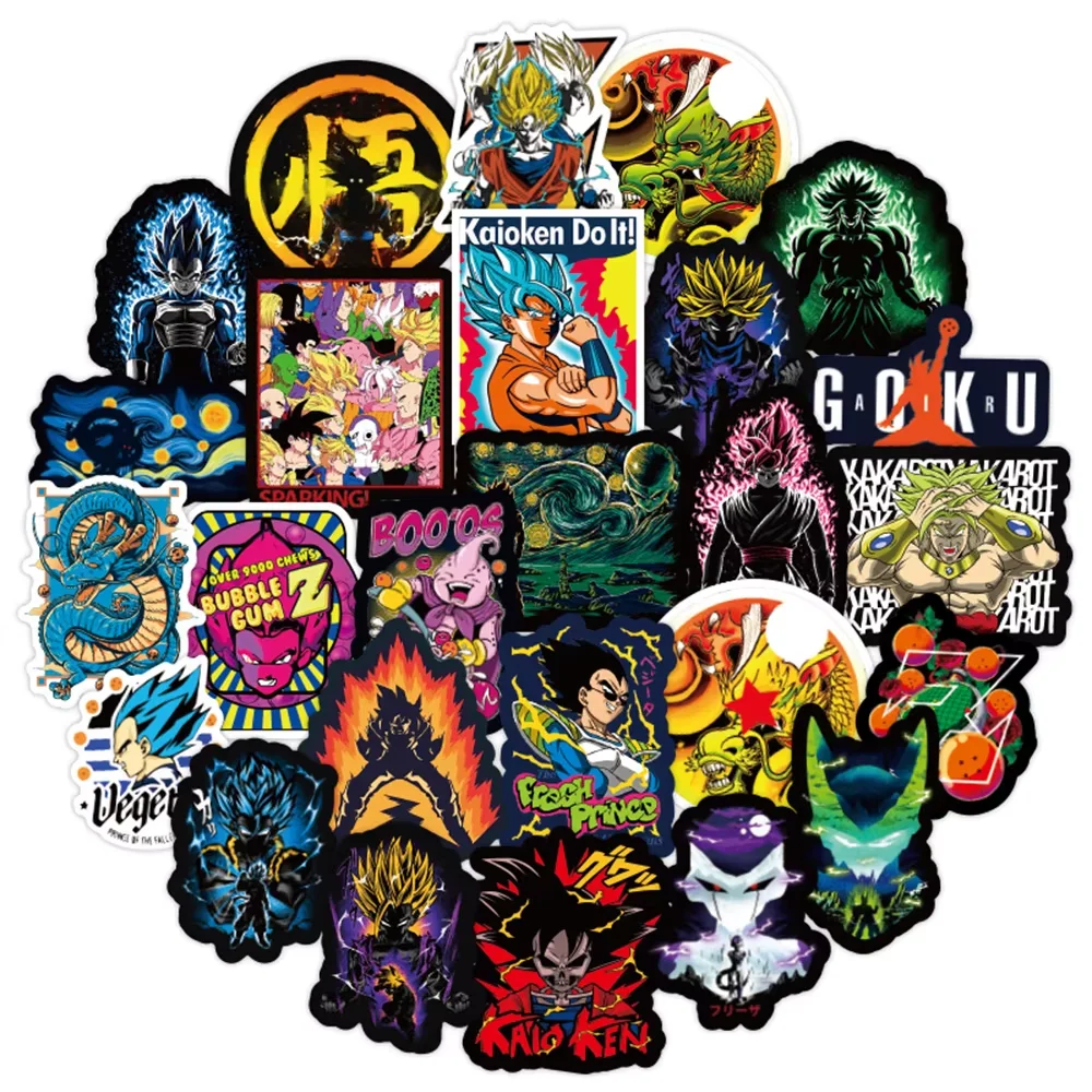 50PCS Cool Anime Dragon Ball Stickers DIY Travel Luggage Laptop Suitcase Cup Guitar Graffiti Cartoon Sticker Decals Toy Gift