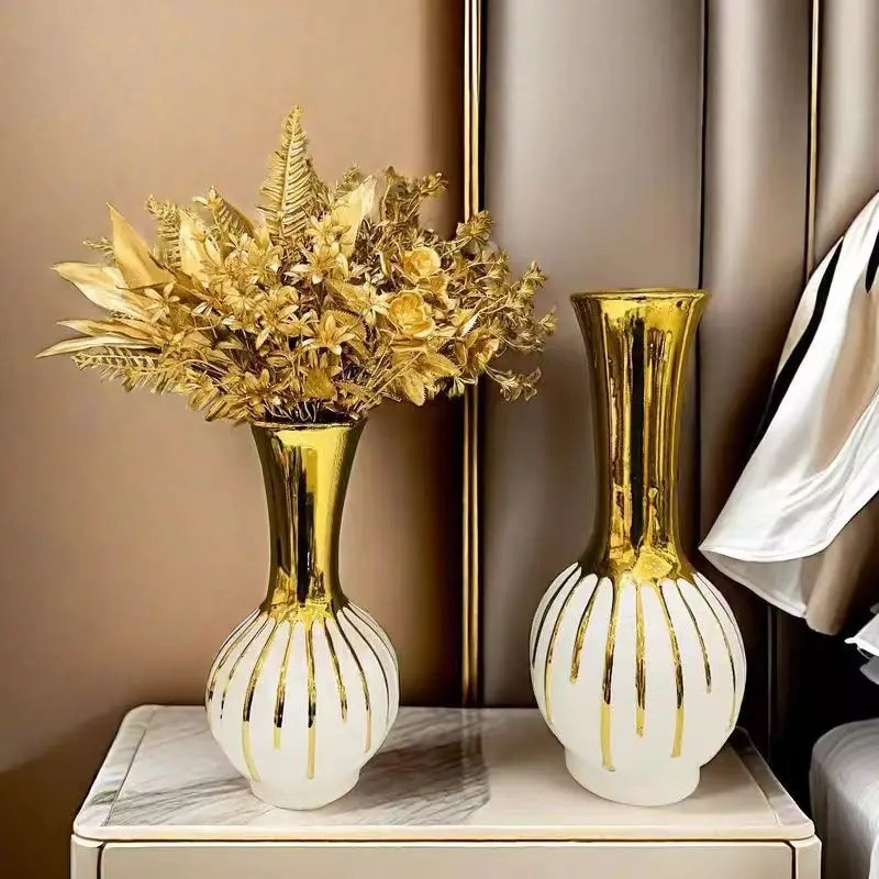 

Decorative jars vases Wedding Home Decoration Vases Bedroom living room dining table decoration ornaments White golden vase
