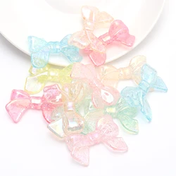10pcs Acrylic Cracked Bow Shape Bead 31x24mm Mixed Color Loose Spacer Beads for Jewelry Making DIY Bracelet Necklace Accessories