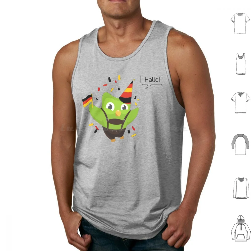 Duolingo German Tank Tops Print Cotton Duolingo Duolingo Owl Spanish Owl Language Meme French Funny Bird Duolingo