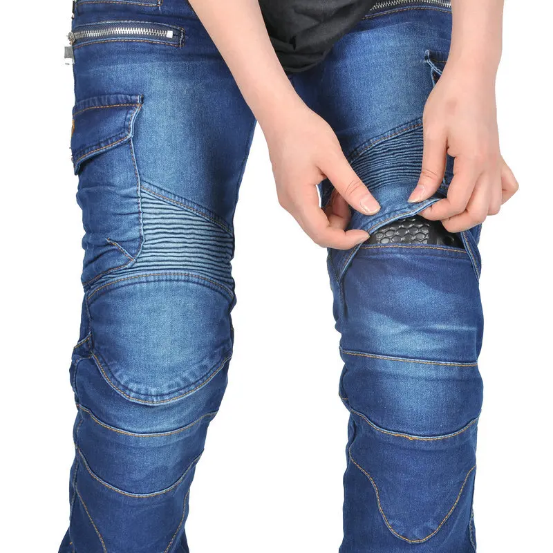 New Double Zipper Metal Style Motocross Moto Trousers Men For Woman Outdoor Riding Jeans With Protective Gear Motorcycle Pants