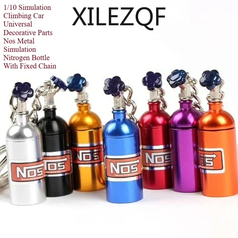 XILEZQF 1/10 Simulation Climbing Car Universal Decorative Parts Nos Metal Simulation Nitrogen Bottle With Fixed Chain