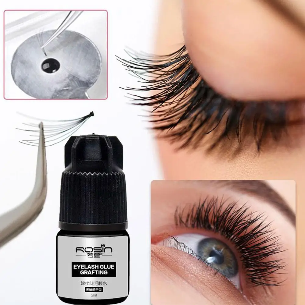 5ML Eyelash Extension Glue Black No Smell No Irritant Adhesive Retention Lasting Fast Drying Semi Permanent
