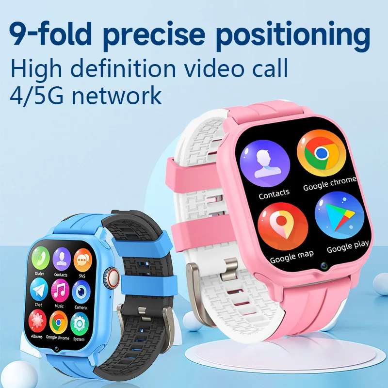 T9 Smart Watch for Children Kids Smartwatch 4G Sim Card GPS Positioning Google Play SOS Call Heart Rate 32+2GB Waterproof Google