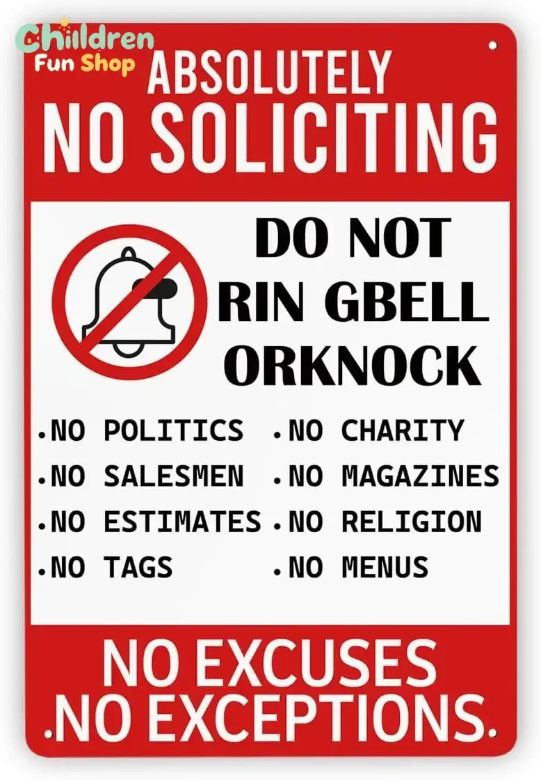 No Soliciting Sign, Vintage Metal Plaque, No Disturb Sign for House, Private Places Signs, Home Decor Accessories for Door Ga