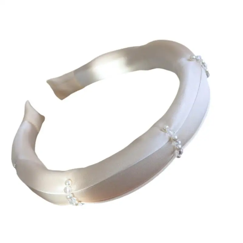 

31BB Elegant Headpiece With Faux Pearls Decors Fashion Headbands Comfortable Hairband For Weddings And Prom Event