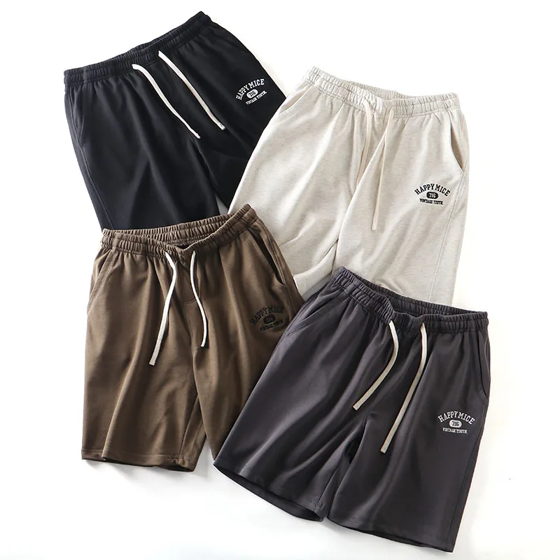 

Heavyweight Sand Waed Summer Men's Ultra Soft Loop Cotton Loose Casual orts Faion Urban Sle Five-Quarter Length