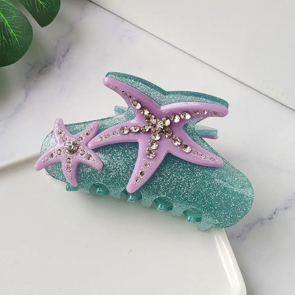 

Luxury Acetic Acid Acetate Hair Claw Rhinestone Headdress Starfish Hair Grab Clip Korean Style Large Shark Clip Lady