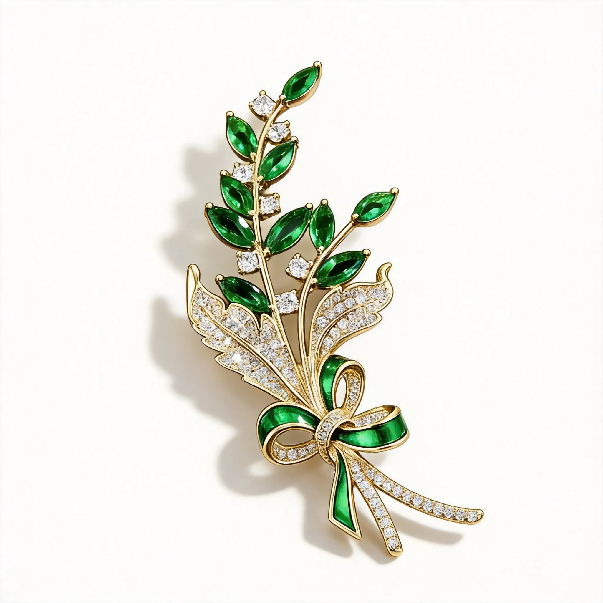 

Chinese Style Lucky Fortune Blessing Emerald Green Leaf Brooch Shiny Rhinestone Gold Plated Elegant Luxury Brooch Pin For Women