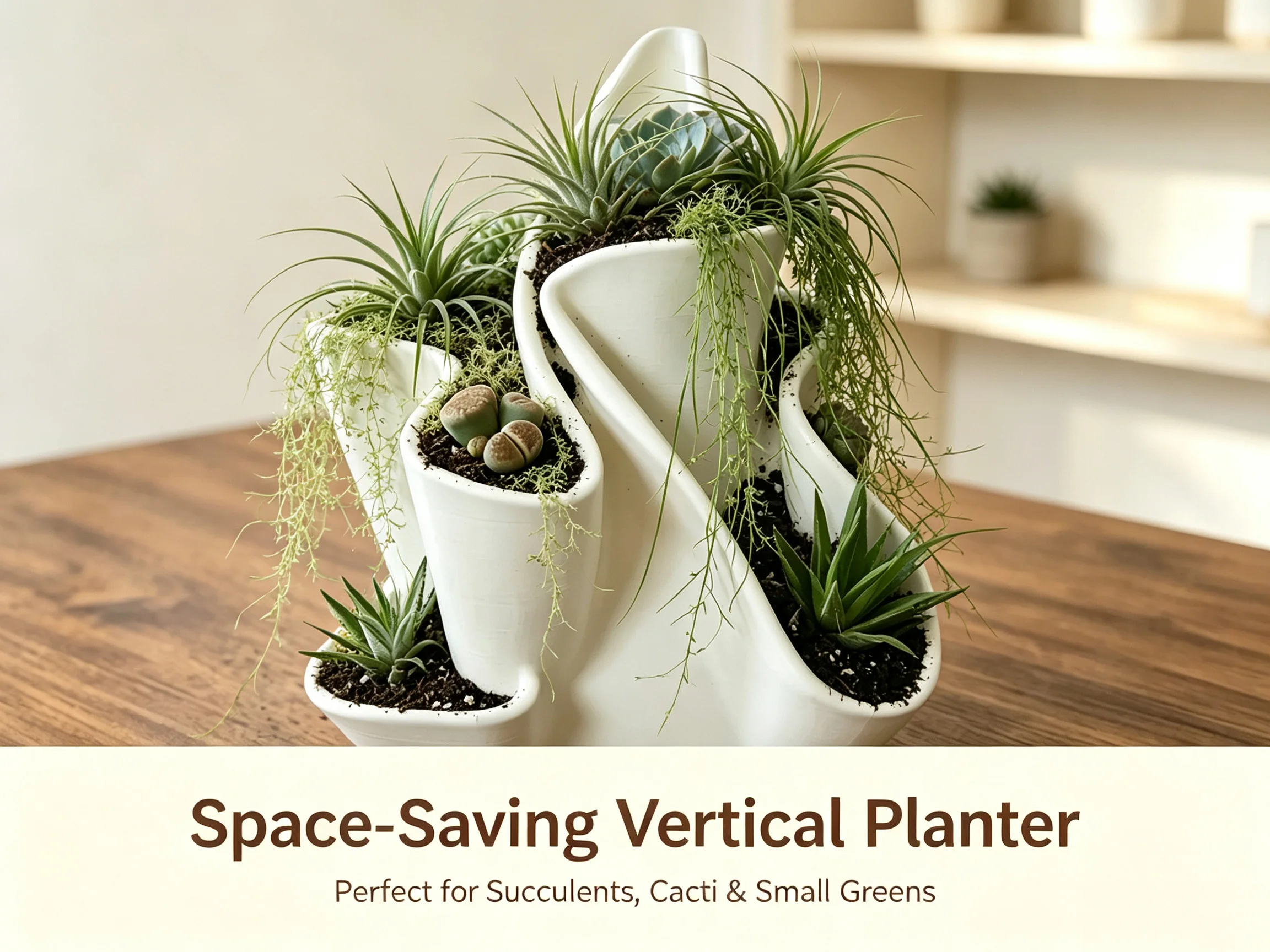 Creative Multi Cavity Succulent Planter White Art Plant Pot Vertical Desktop Flowerpot for Small Plants Home Tabletop Decoration