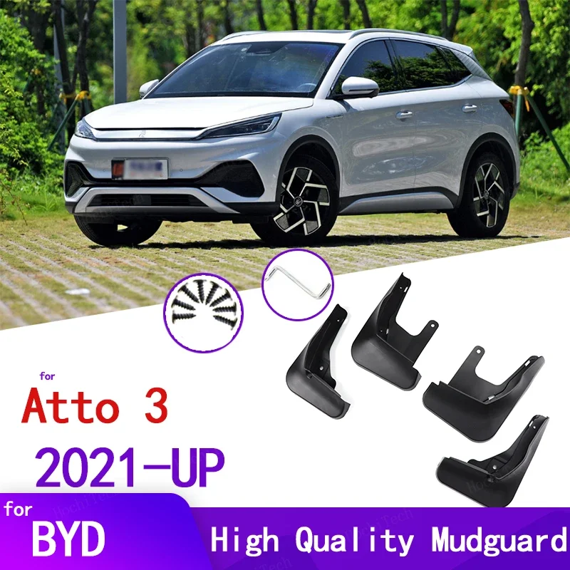 

Mudflaps Splash Guards Mud Flap Front Rear Mudguards Fender 4pcs Black Mud Flaps for BYD Atto 3 Yuan Plus EV 2021-2024