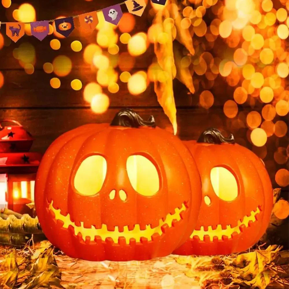 Halloween LED Pumpkin Lantern Decor Jack O Lantern Plastic Flashing Battery Operated for Halloween Indoor/Outdoor Decorations