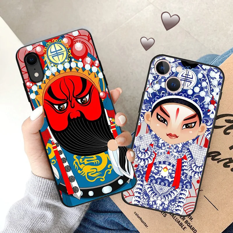 Beijin opera Girl Lion dance Face Soft Silicone Phone Case For iPhone 16 Pro Max 15 14 13 12 11 XR 7 8 Plus Print Protect Cover