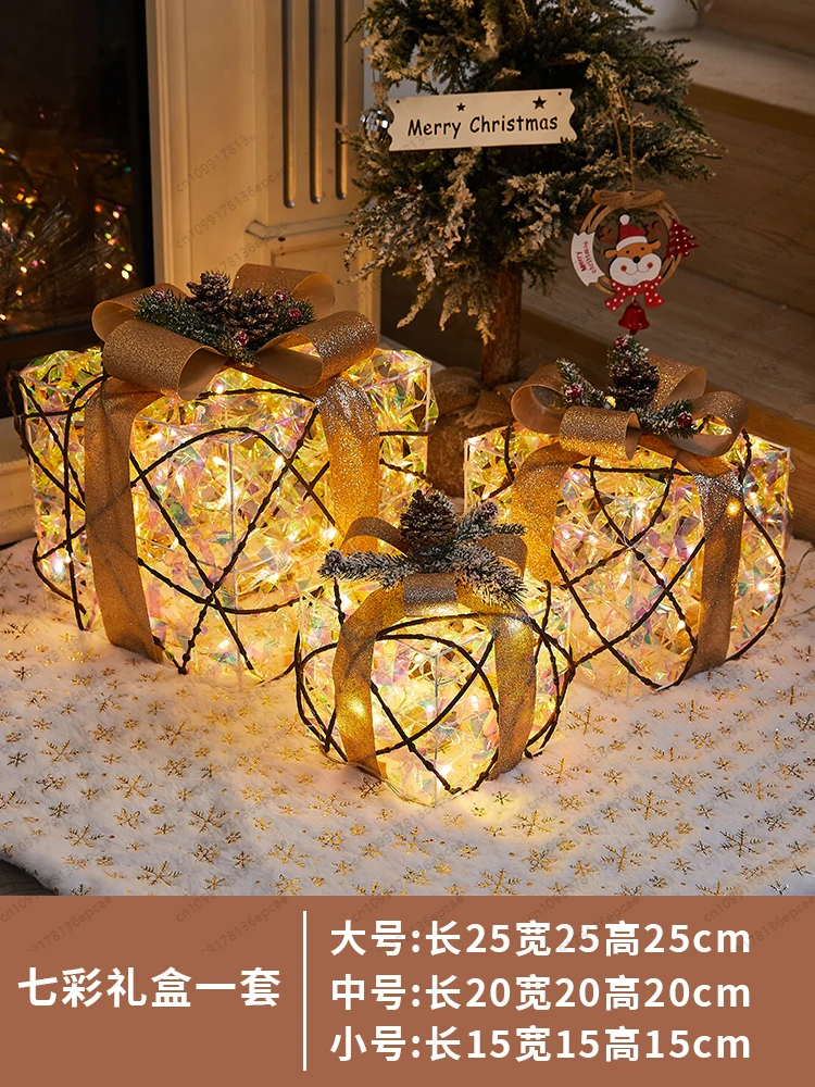 XD25-11 luminous gift box with lamp, Christmas luminous deer window decorations