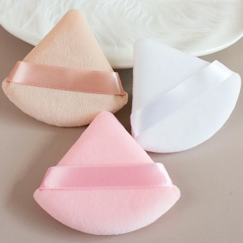 50Pcs Velvet Powder Puff Pizza Flours Mini Washable Triangle Cosmetic Sponge Portable Soft Smooth Facial Makeup Beauty Tool