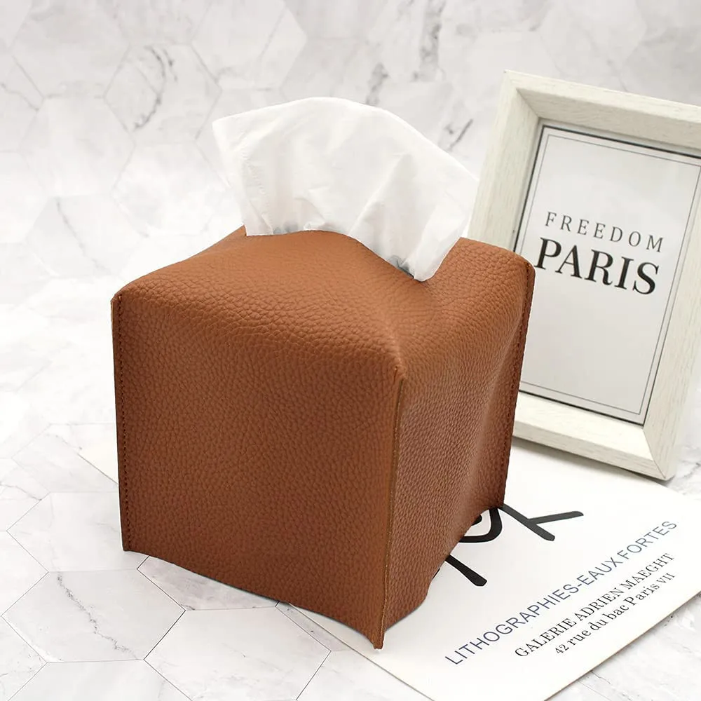 Leather Tissue Box Car Tissue Case Nordic Large Storage Box Desktop Napkin Holder For Home Living Room Decoration