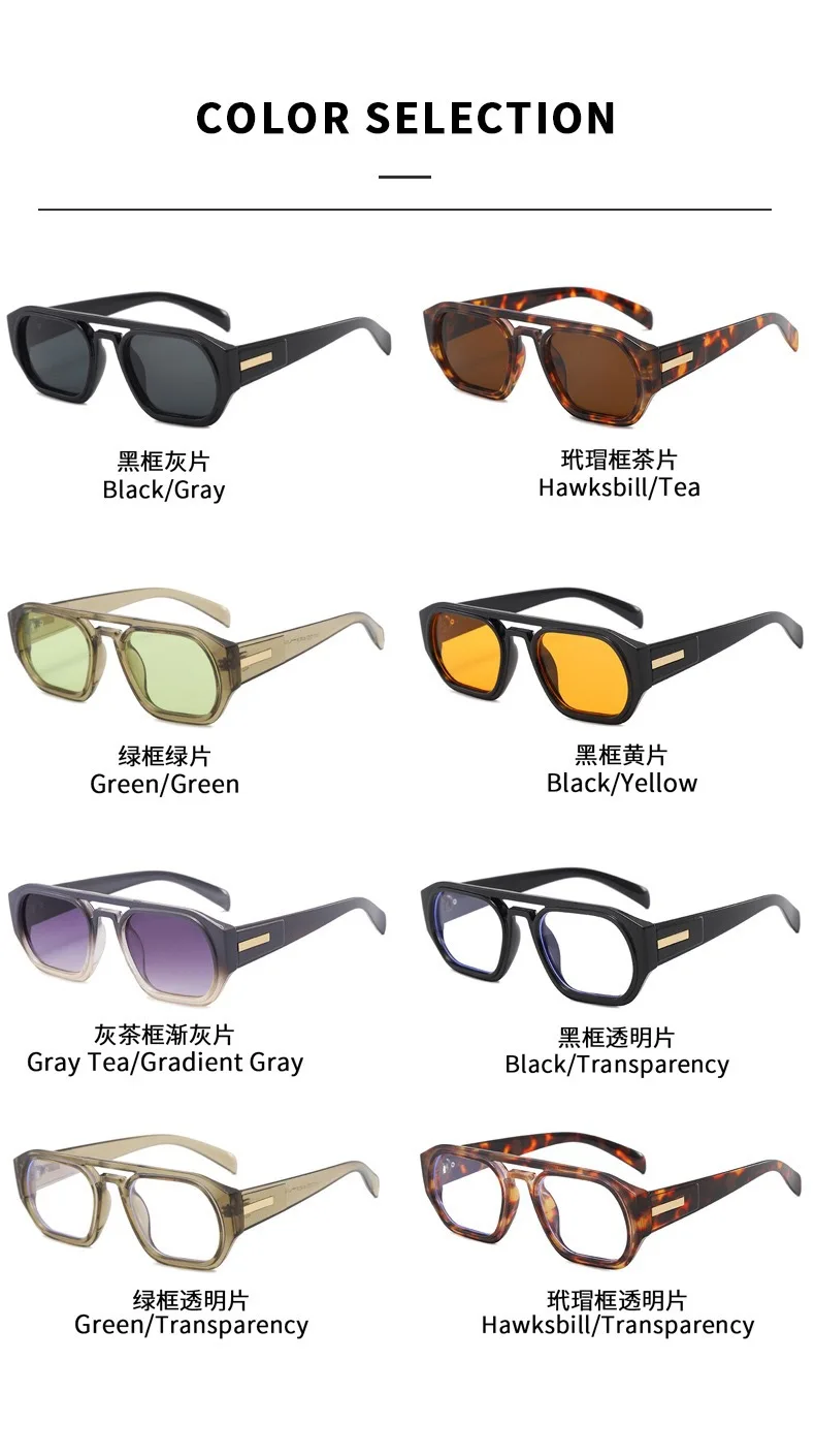 Neue Vintage Quadratische Sonnenbrille für Damen und Herren Marken-Rechteck-Sonnenbrille Ovale Brillen für Männer und Frauen – Detail 17