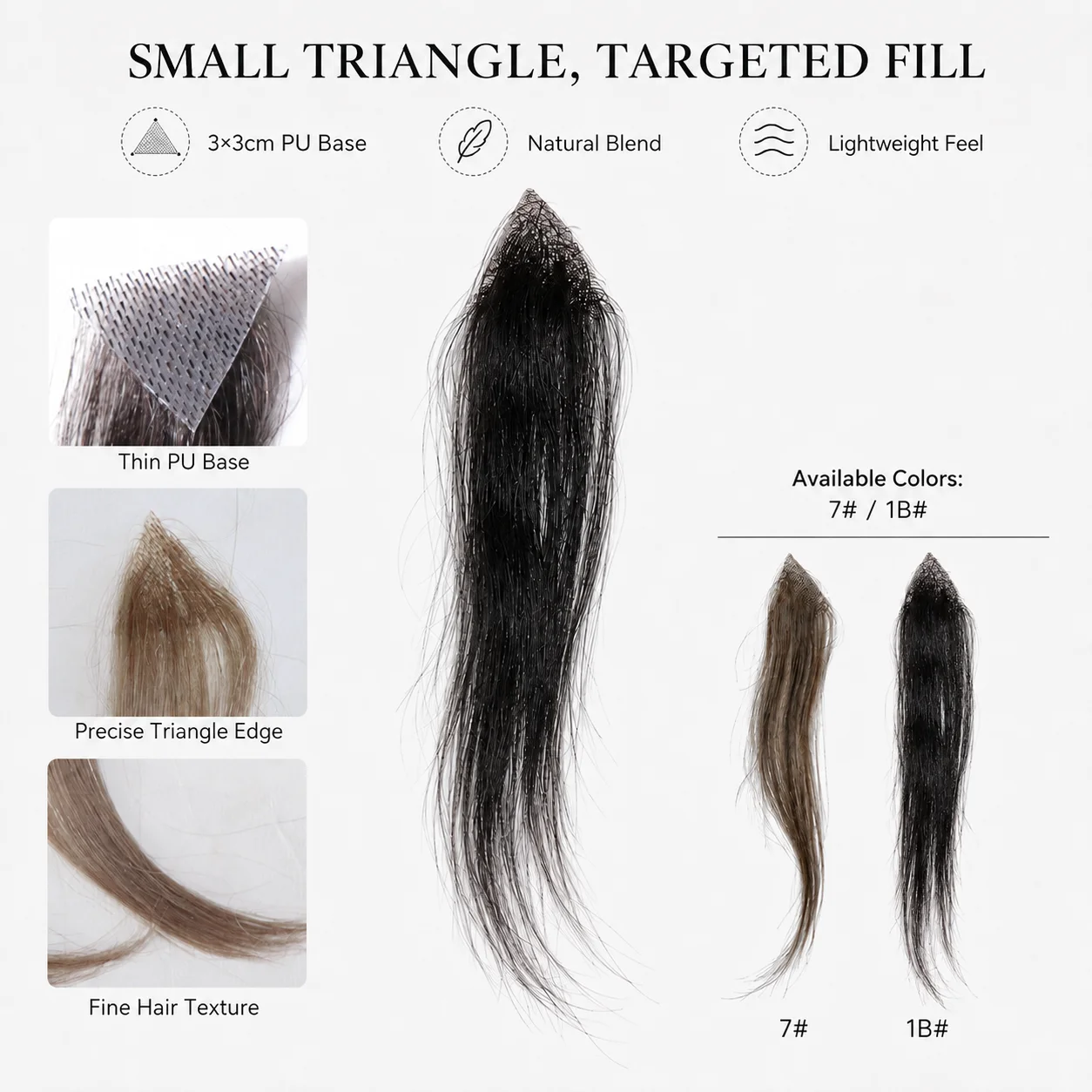 Ultra-Thin PU Base OCK3*3 Hairline Patch Invisible Hair Toppers for Forehead & Temples Hair Loss Ideal Hair Pieces