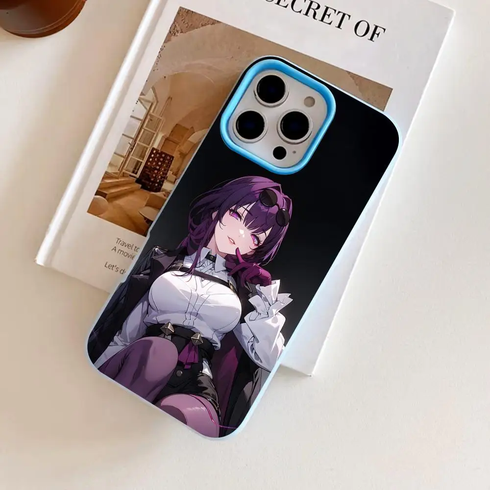 

HSR Kafka Jelly Double layer Light Blue Mobile Phone Case for iPhone 17 16 15 14 13 12 11 Air Pro Max Plus Protective