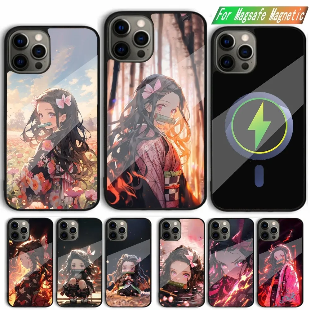 Anime D-Demon Slayer N-Nezuko Phone Case For iPhone 15,14,13,12,11,Plus,Pro,Max Mini Magsafe Magnetic Wireless Charging