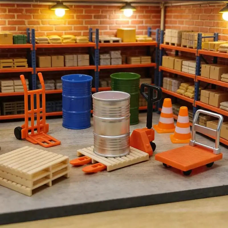 Miniature Warehouse Model Kit Dollhouse Logistics Scene Decor Micro Landscape Construction Prop