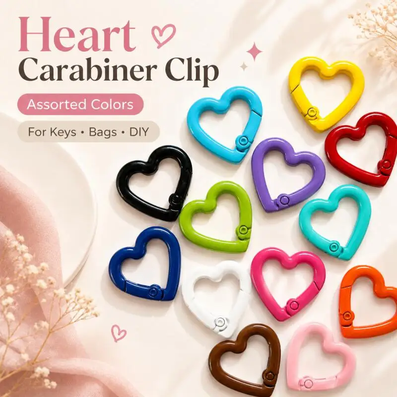 10–50 Stück Metall-Herz-Federkarabiner, zu öffnende herzförmige Karabinerhaken, Schlüsselanhänger-Clips, Hundeketten-DIY-Schmuckverschlüsse, Verbinder – Detail 1