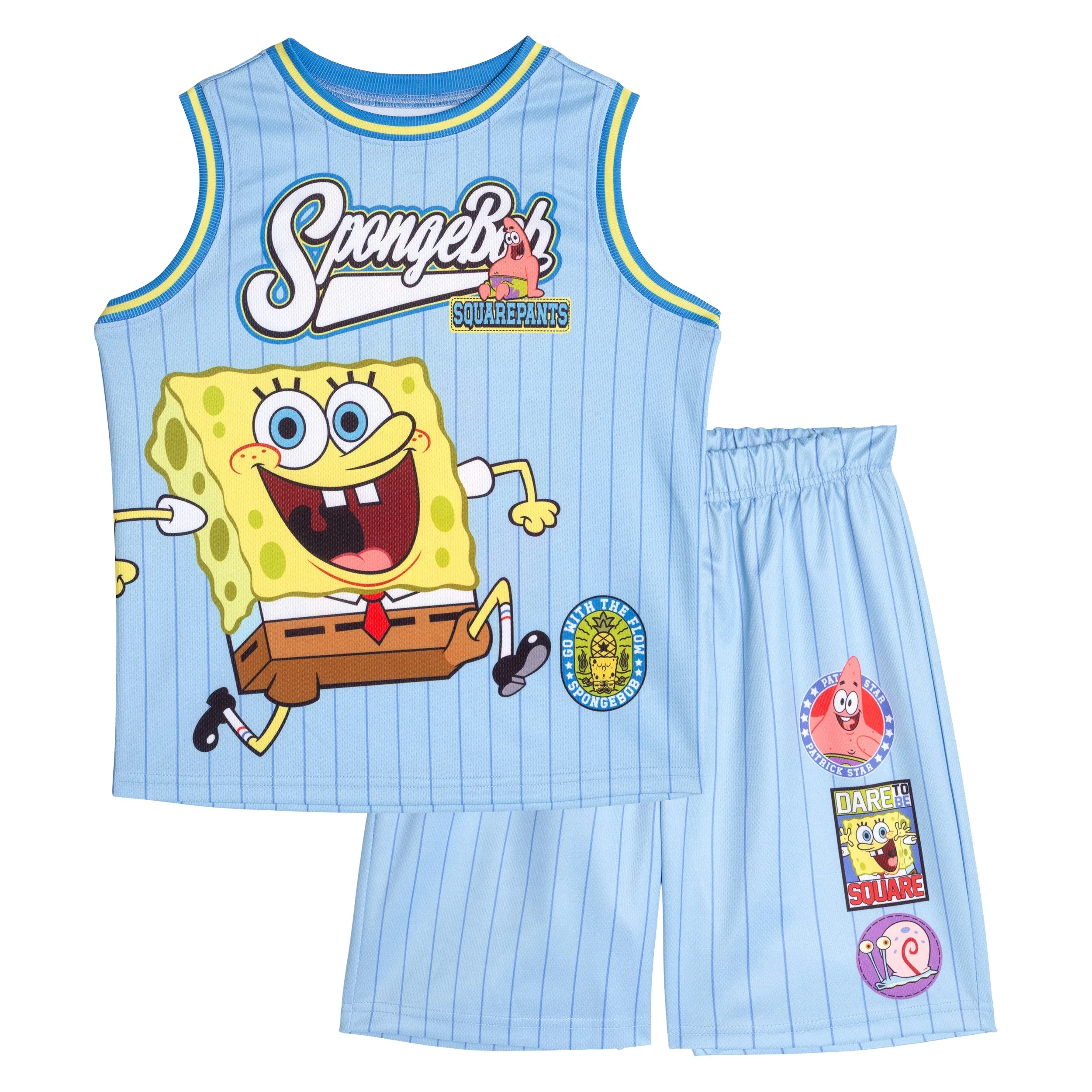 SpongeBob SquarePants Children's Basketball Sweatshirt Set Sleeveless Tank Top+Shorts for Boys and Girls Casual Summer Dressing