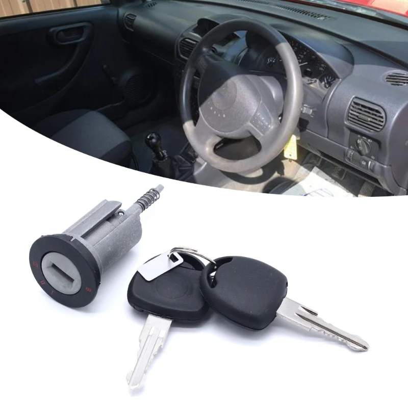 Car Combination Ignition Barrels Lock Cylinder with 2 Keys Easy Installation Accessories for 93172805 Automobiles