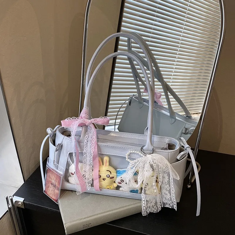 

2024 Весенняя новая простая сумка через плечо с милым бантом и лентой для пригородных поездок и отдыха, универсальная сумка для подмышек для женщин Un Sac Épaule ﻿