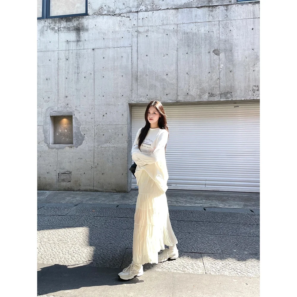 

Maste Moonlight Cold Brew Gentle Aosphere Pleated Design f Skirt Super Fairy Large Skirt Hemline Ele Slimming Effect