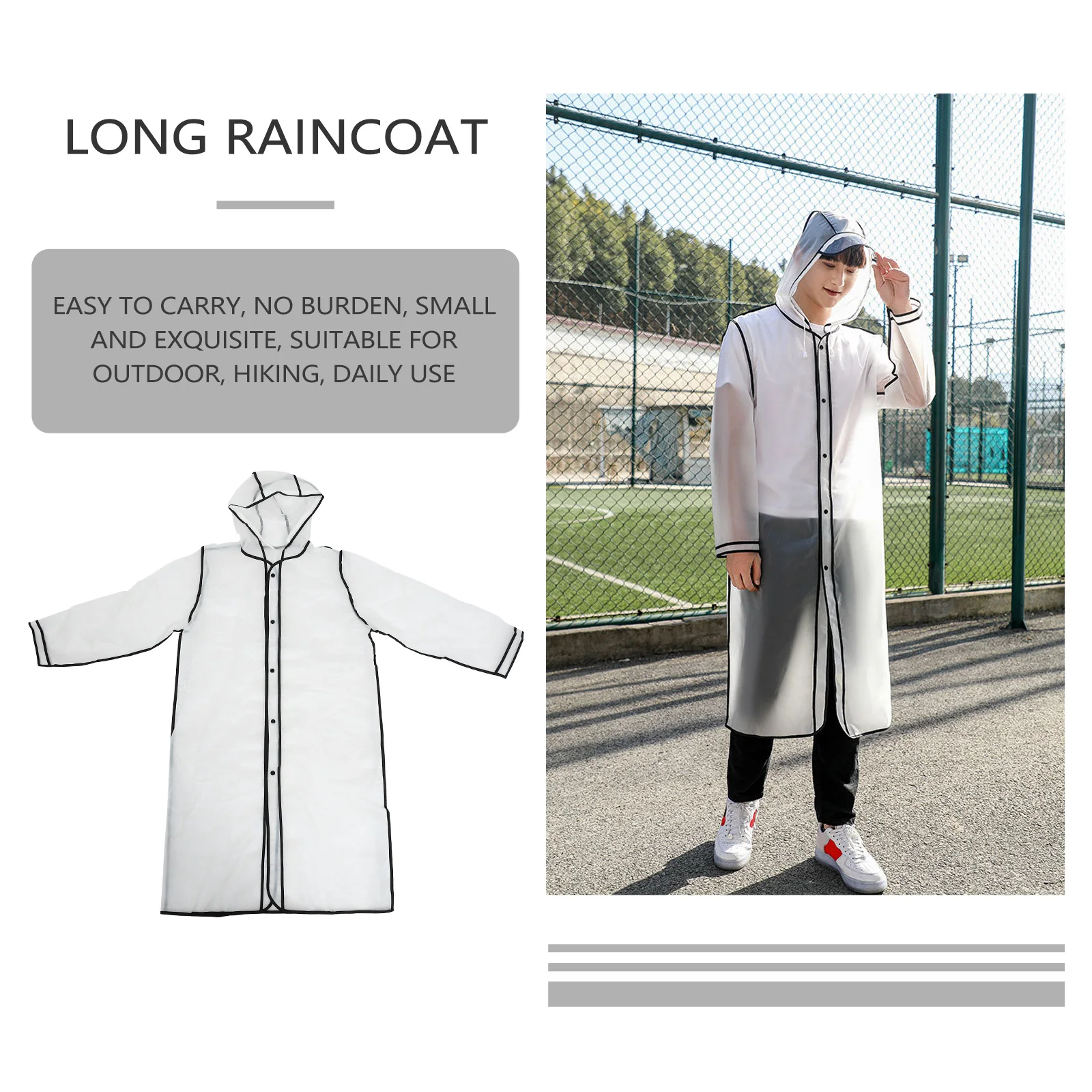 

1pcs EVA Transparent Raincoat for Women One Piece Waterproof Outdoor Windproof Rain Gear Adult Long Frosted Poncho Adjustable