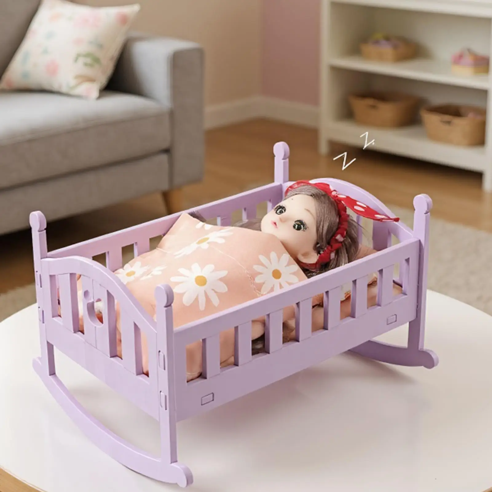 Culla per bambole Mobili interattivi Piccola casetta da gioco Letto per bambole per bambini Ragazzi Gioco di ruolo per bambini Casa Asilo nido Sala giochi interna