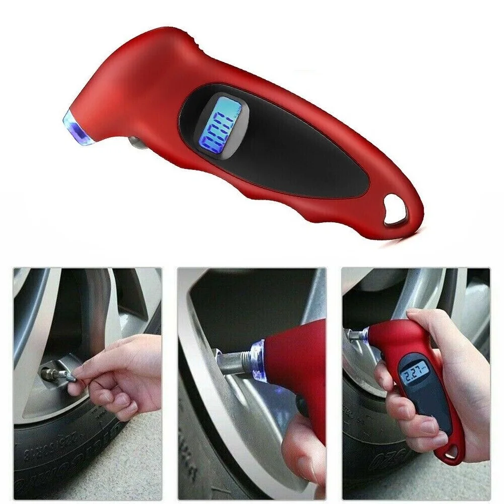 Universal Digital Car Tire Tyre Air Pressure Gauge Meter LCD Display Tester with Battery for Car Truck Motor Bike