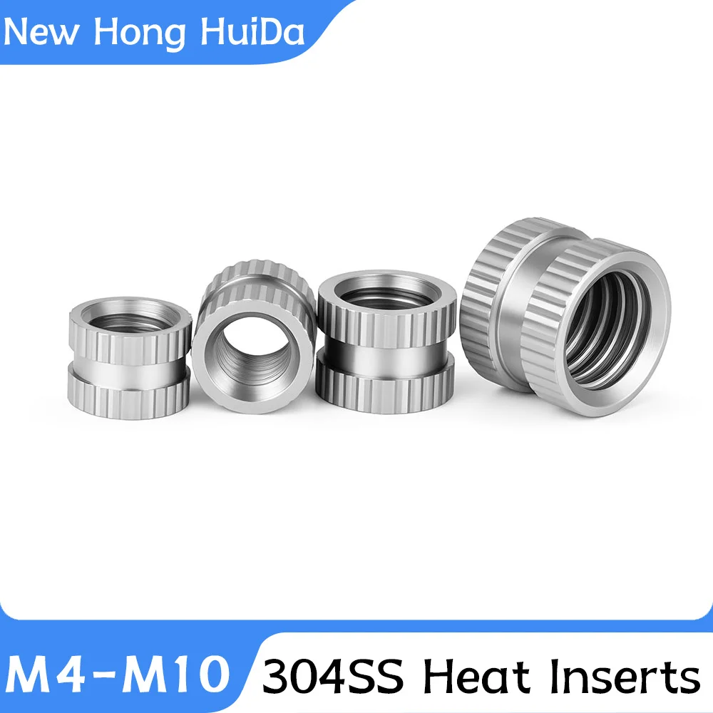 M2 M2.5 M3 M4 M5 M6 M8 M10 304 Stainless Steel Heat Insert Nut Straight Knurled Hot Melt Molding Injection Embed Nut For Plastic