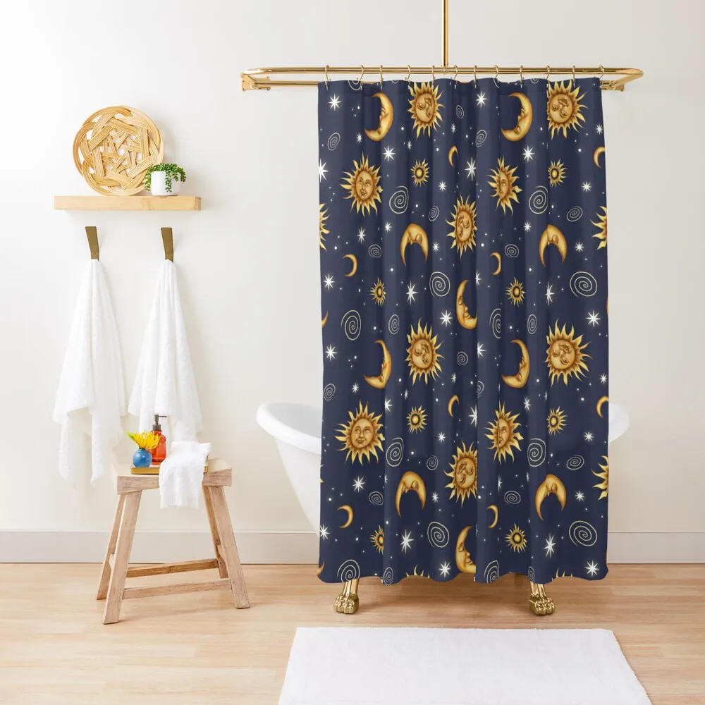 

Vintage Celestial Pattern Shower Curtain Waterproof Shower And Anti-Mold Anime Shower Curtain