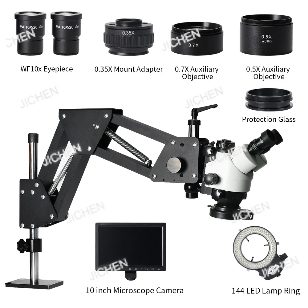

10-дюймовый стереомикроскоп с цифровой камерой, 7X-90X зум-микроскоп для ювелирных работ, закрепки камней и гравировки
