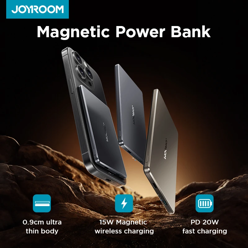 

Joyroom 9 мм супер тонкий 20 Вт 5000 мАч беспроводной внешний аккумулятор магнитный портативный внешний аккумулятор с быстрой зарядкой для iPhone 15/14/13/12