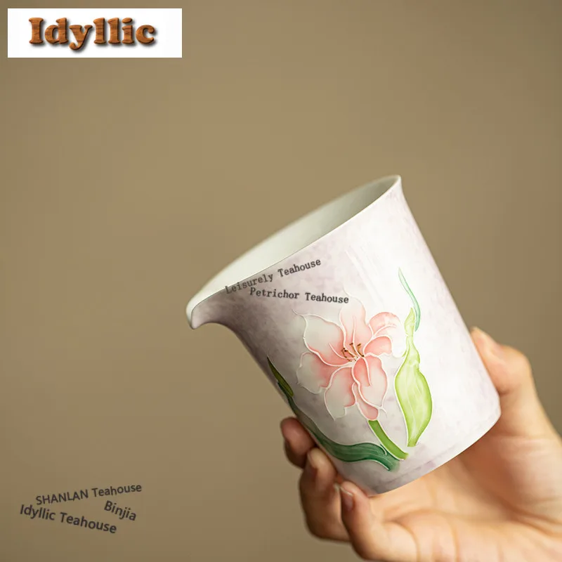 

230 мл ручная роспись кувшин для чая с лилией, кувшин для чая, диспенсер для ча-хай, бытовая чашка для правосудия, ярмарка, чайная посуда, принадлежности для рукоделия