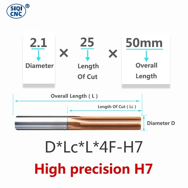 2.1mm~17.5mm Carbide Machine Reamer HRC50 HRC60 Straight Groove 4/6F Tolerance H7 Harened Steel Metal Cutter CNC Inner Hole