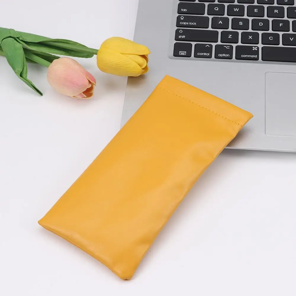 New PU Sun Glasses Pouch Soft Leather Simple Eyewear Storage Bags Eyewear Accessories Solid Waterproof Bag Case